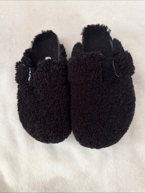 Papillio Black Sherpa Slip-On Mules